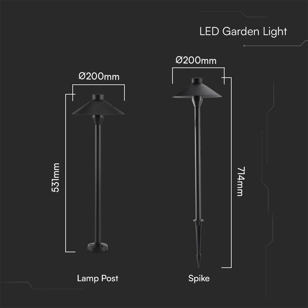 Piantana LED da Giardino 7W Chip Samsung con Picchetto Installazione 2in1 Colore Nero 3000K IP65
