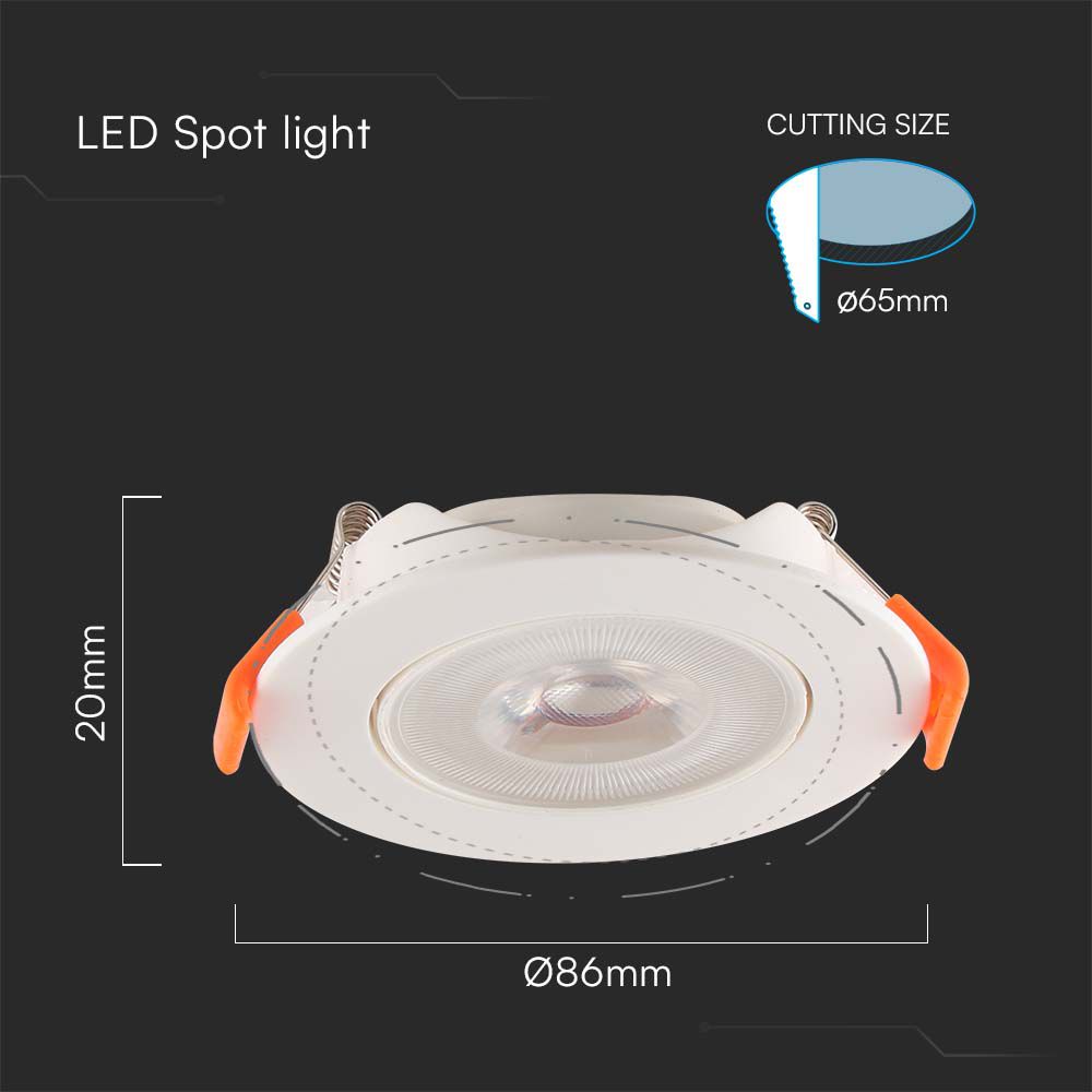 7W LED Spot Downlight Round SAMSUNG 6400K White Body