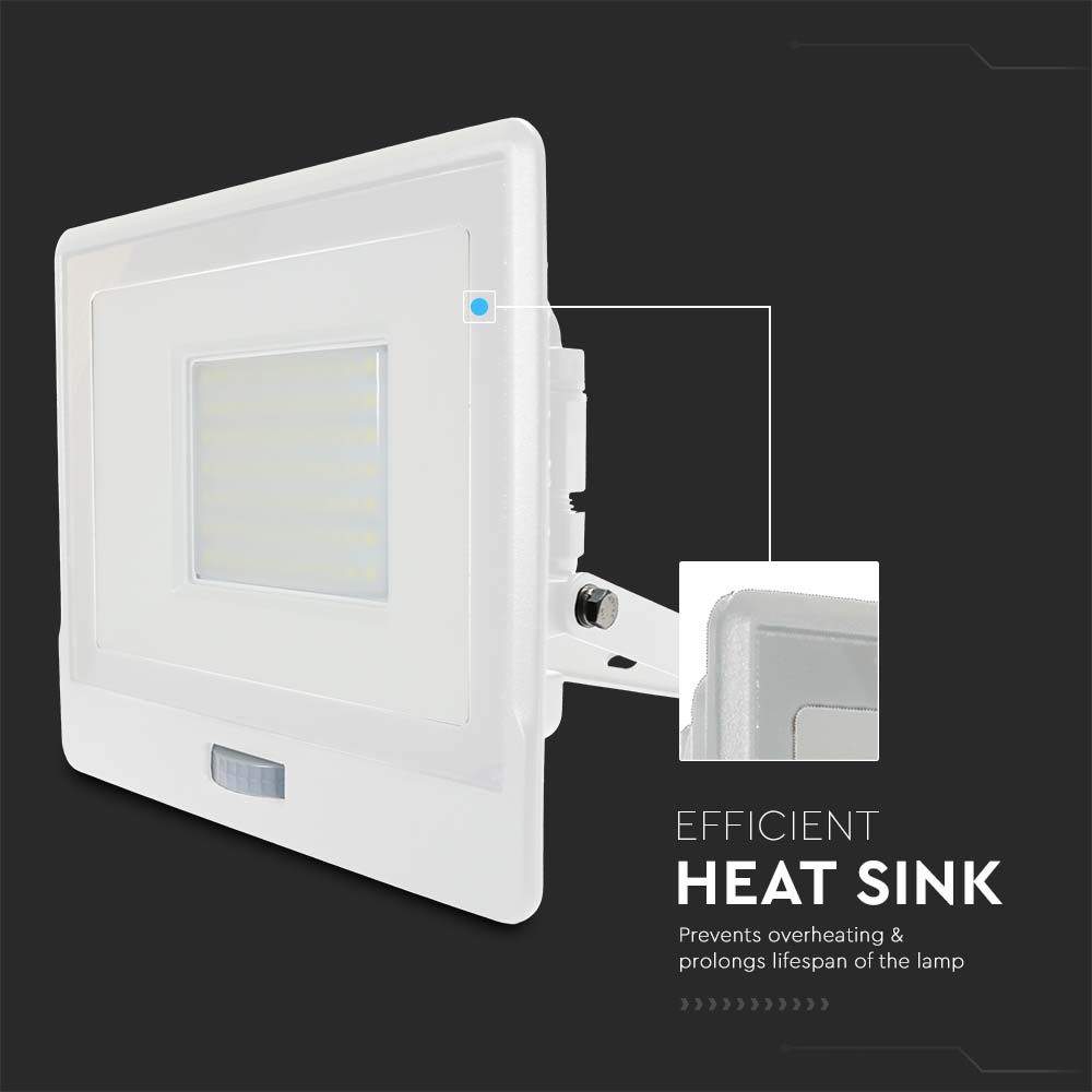 50W LED PIR Sensor Floodlight SAMSUNG CHIP White Body 4000K img 3