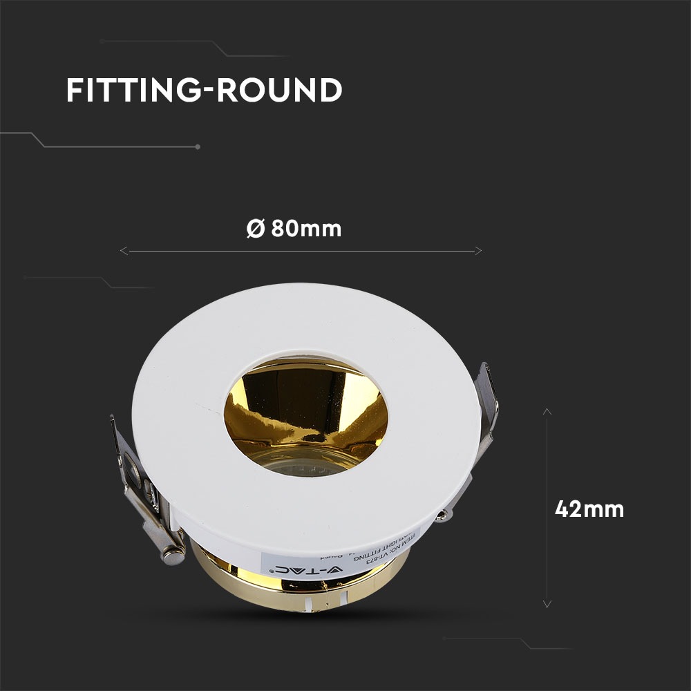 GU10 Fitting Bianco, Gold Rotonda