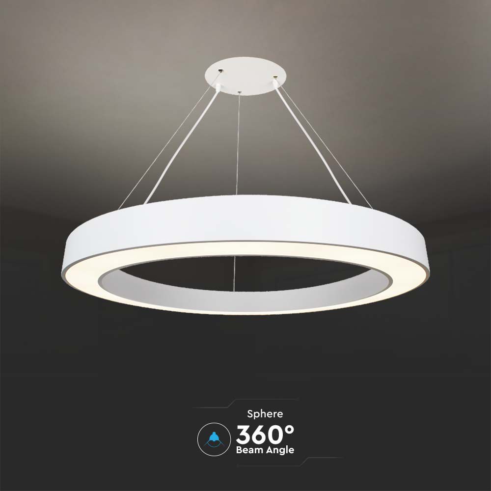 Lampadario LED a Sospensione Circolare Dimmerabile TRIAC in Metallo Colore Bianco  img 2