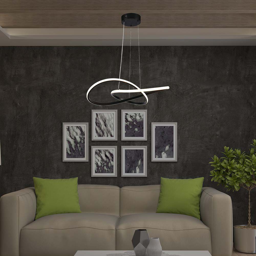  Lampadario LED a Sospensione 20W in Metallo dal Design Moderno 50x10cm Colore Nero 3000K Colore della Luce Bianco caldo Potenza 20W Flusso Luminoso img 1