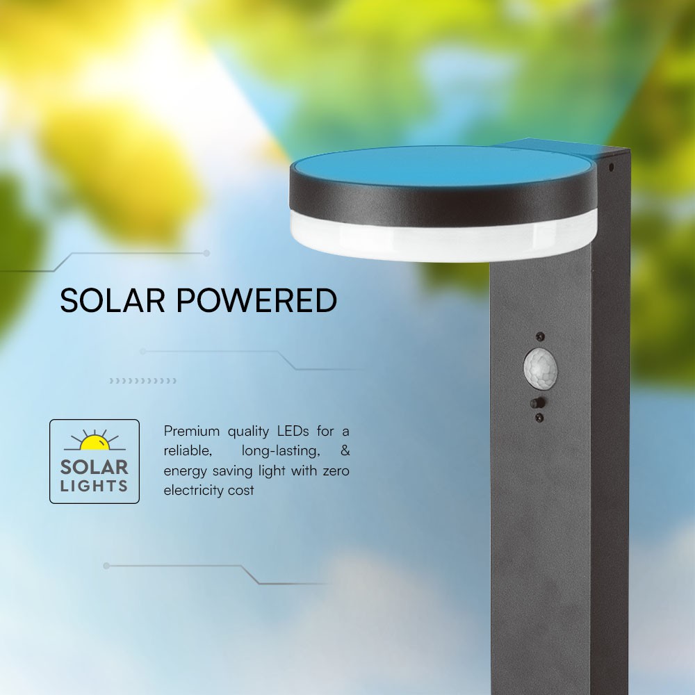 5.5W LED Solar Bollard Lamp With Pir Sensor & Battery 2200MA LI 3.7V img 1