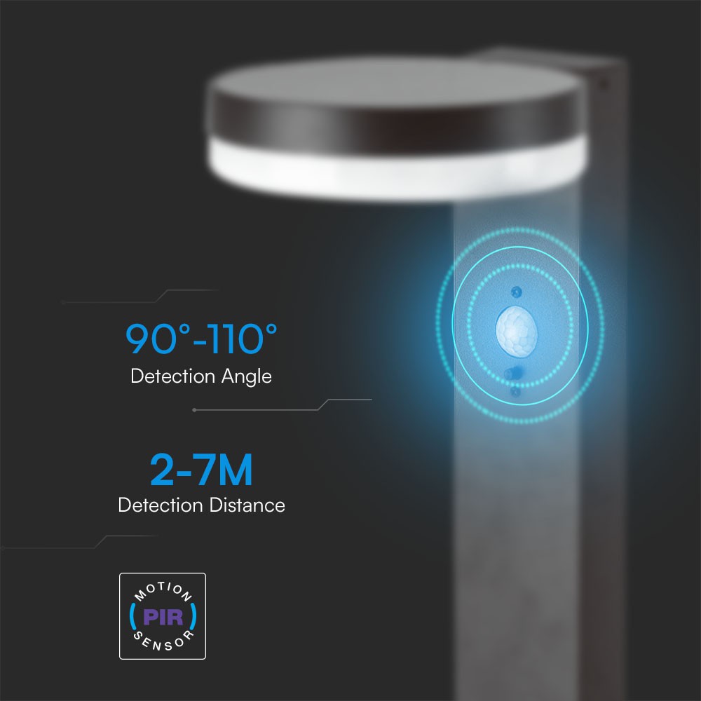 5.5W LED Solar Bollard Lamp With Pir Sensor & Battery 2200MA LI 3.7V img 2