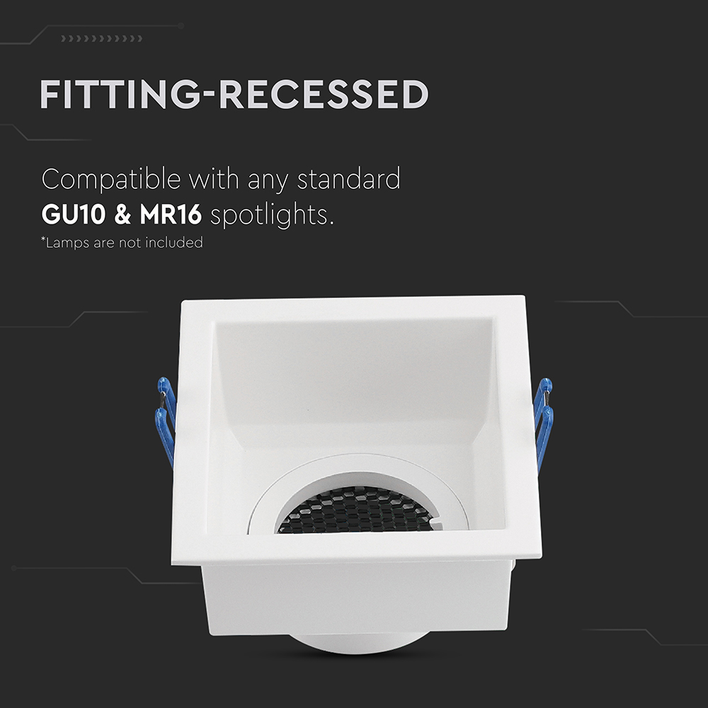 GU10 Fitting Square Aluminum Body Deep Anti Glare White Body With Hoyne Comb