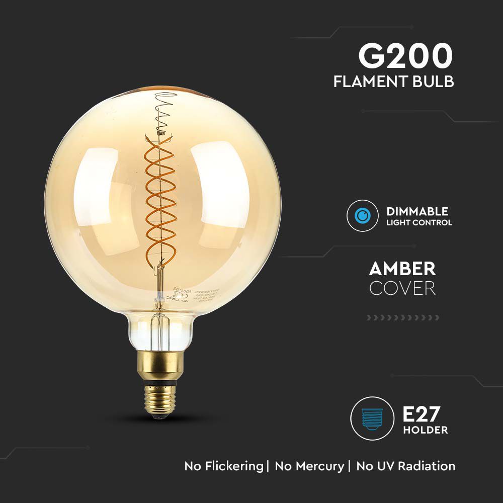 LED - 8W Filament G200 Dimmable 1800K