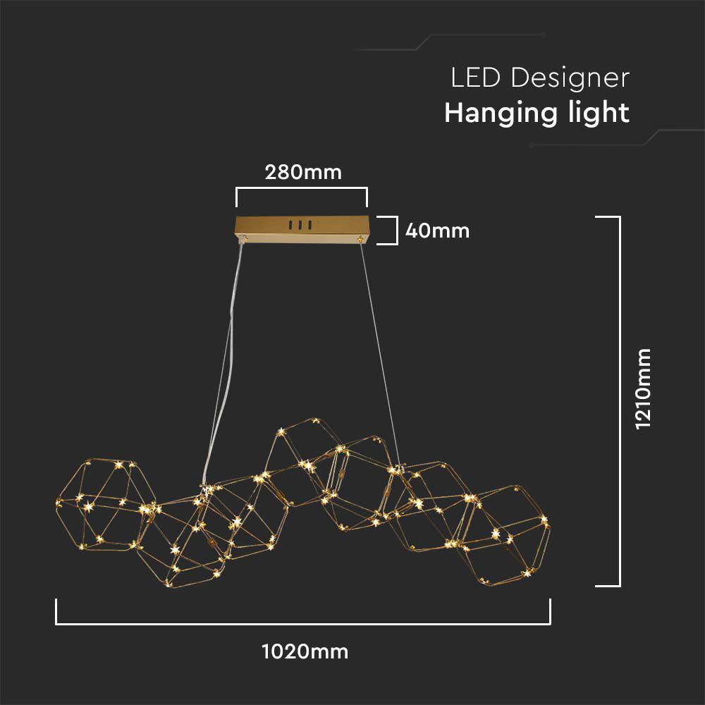 LAMPADA A SOSPENSIONE DECORATIVA A LED 28W (L94,5*L32,5*A120CM) CORPO IN ORO 3000K