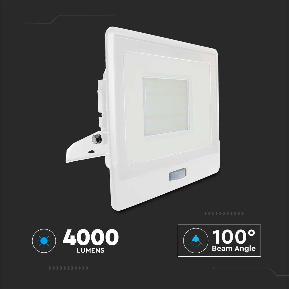 50W LED PIR Sensor Floodlight SAMSUNG CHIP White Body 4000K img 6