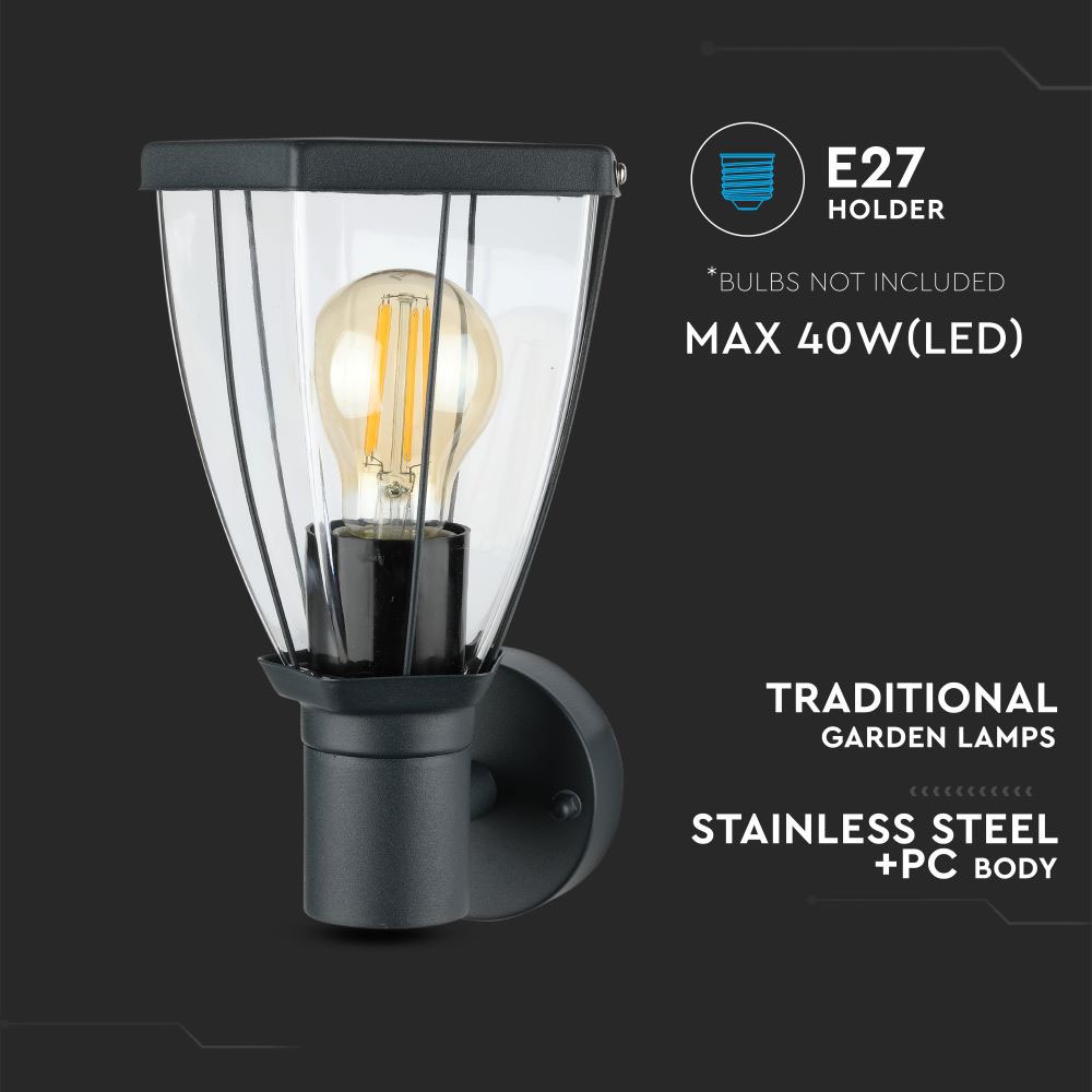 Lampada da parete nero opaco