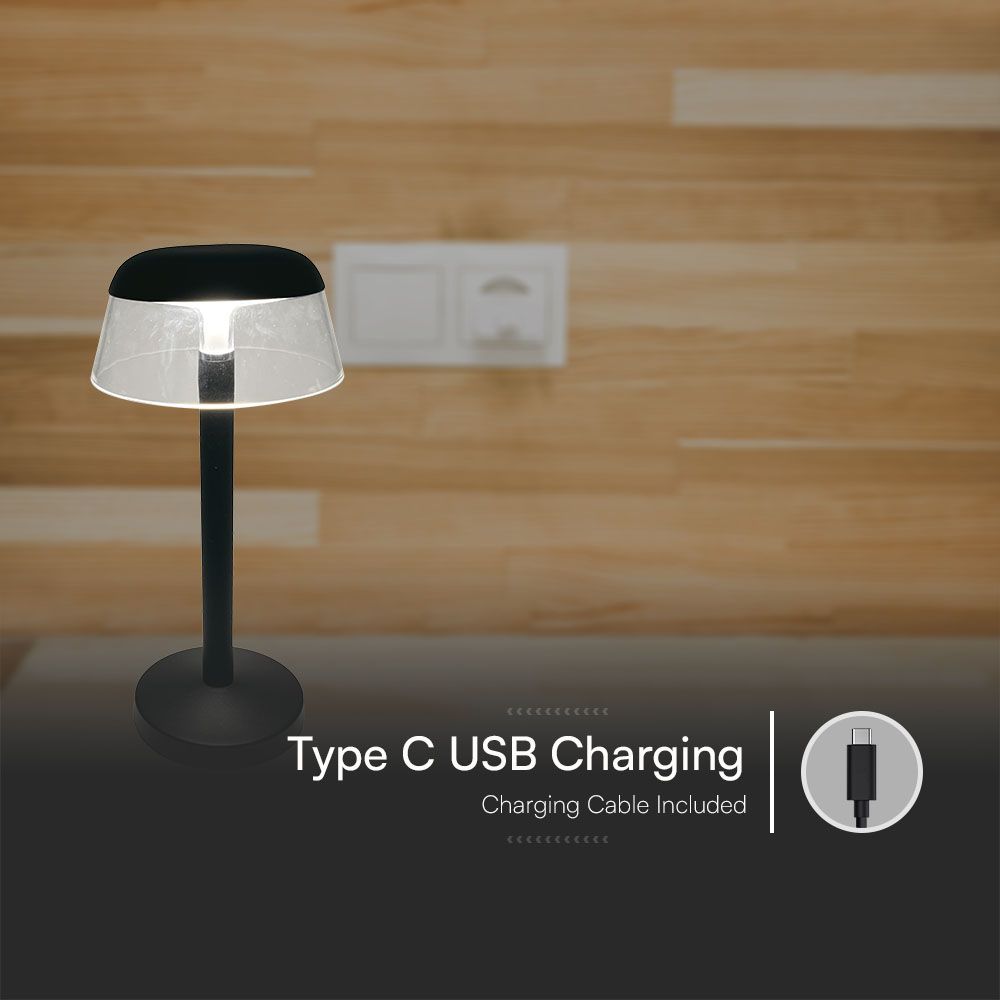 2W LED Table Lamp (130*285) 3in1 Dimmable Black Body img 2