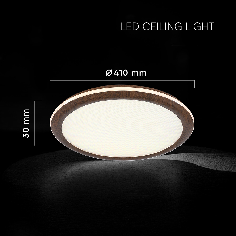 36W LED Decorative Ceiling Lamp (f410*30mm) CCT3IN1 Wooden With 2.4G RF Control