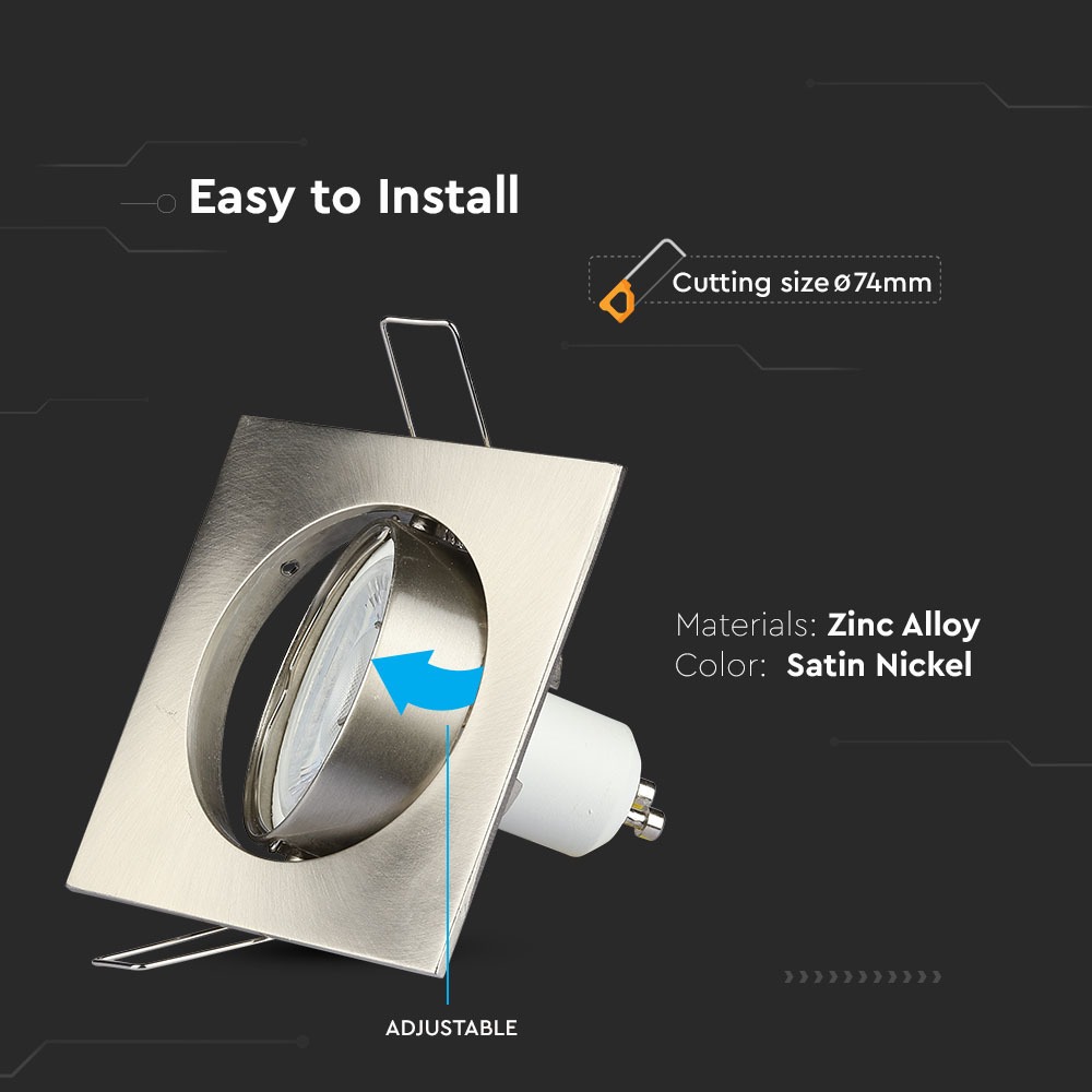 GU10 Corpo Quadrato Regolabile Satin Nickel img 1