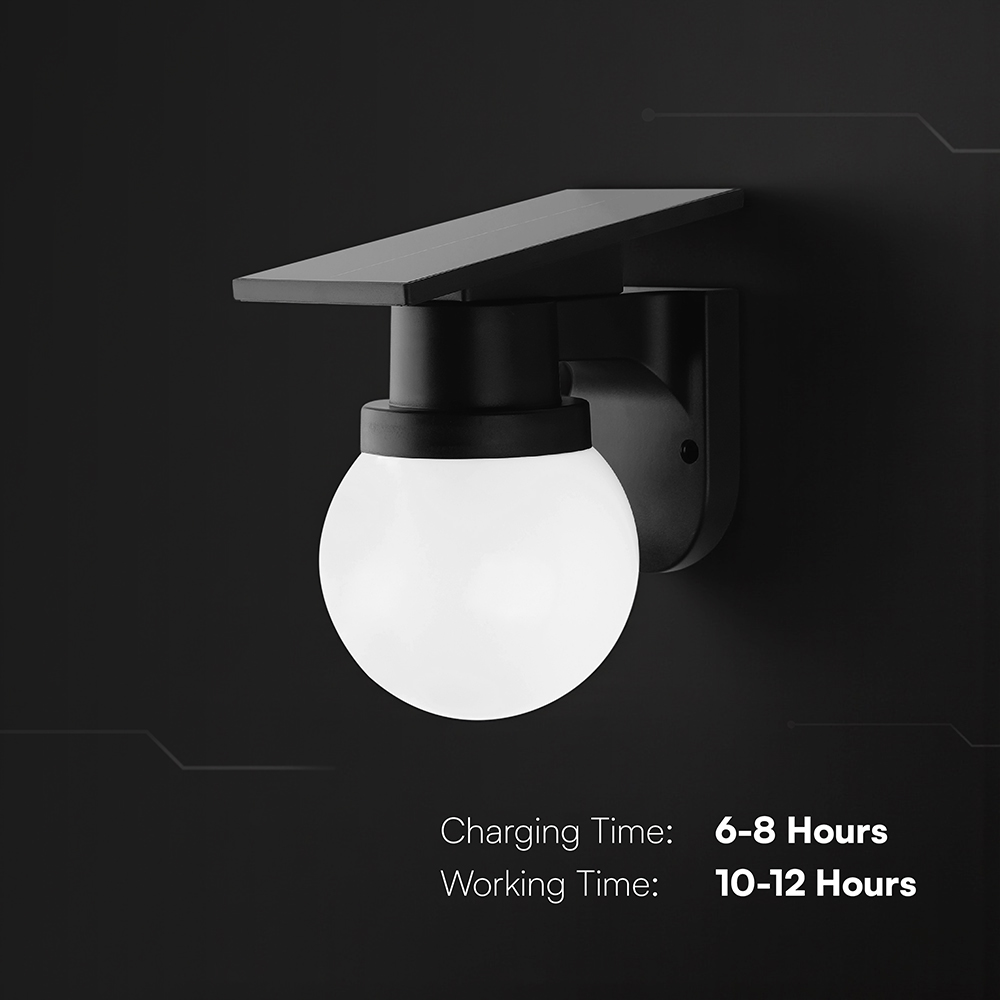 0.9W LED Solar Wall Light 3IN1 Black Body IP54 With Remote Control