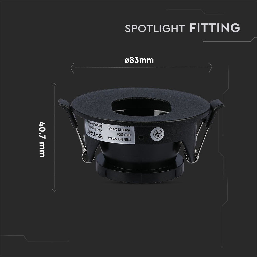 GU10 Fitting Nero & Nero rotondo