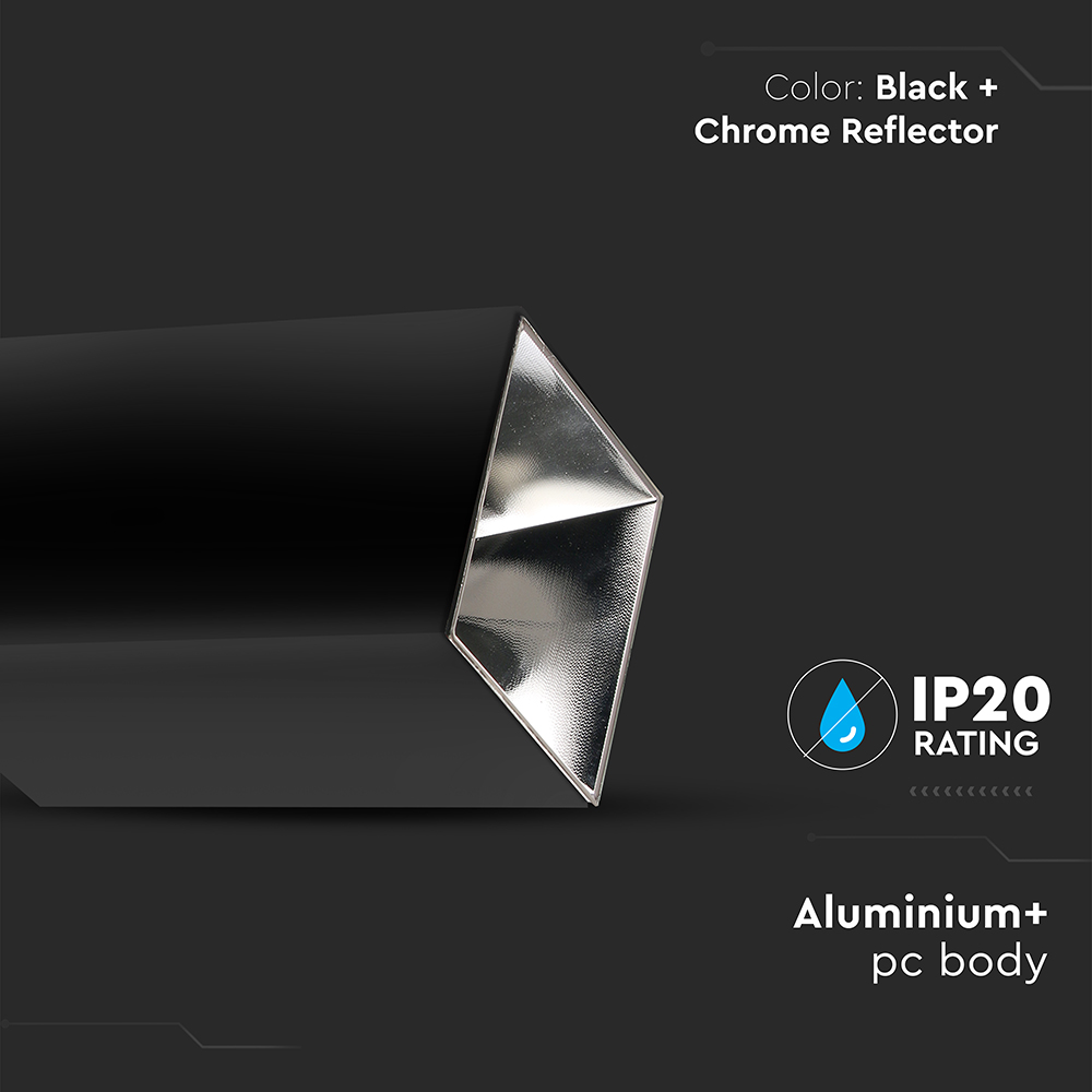 GU 10 Fitting Square Black + Chrome