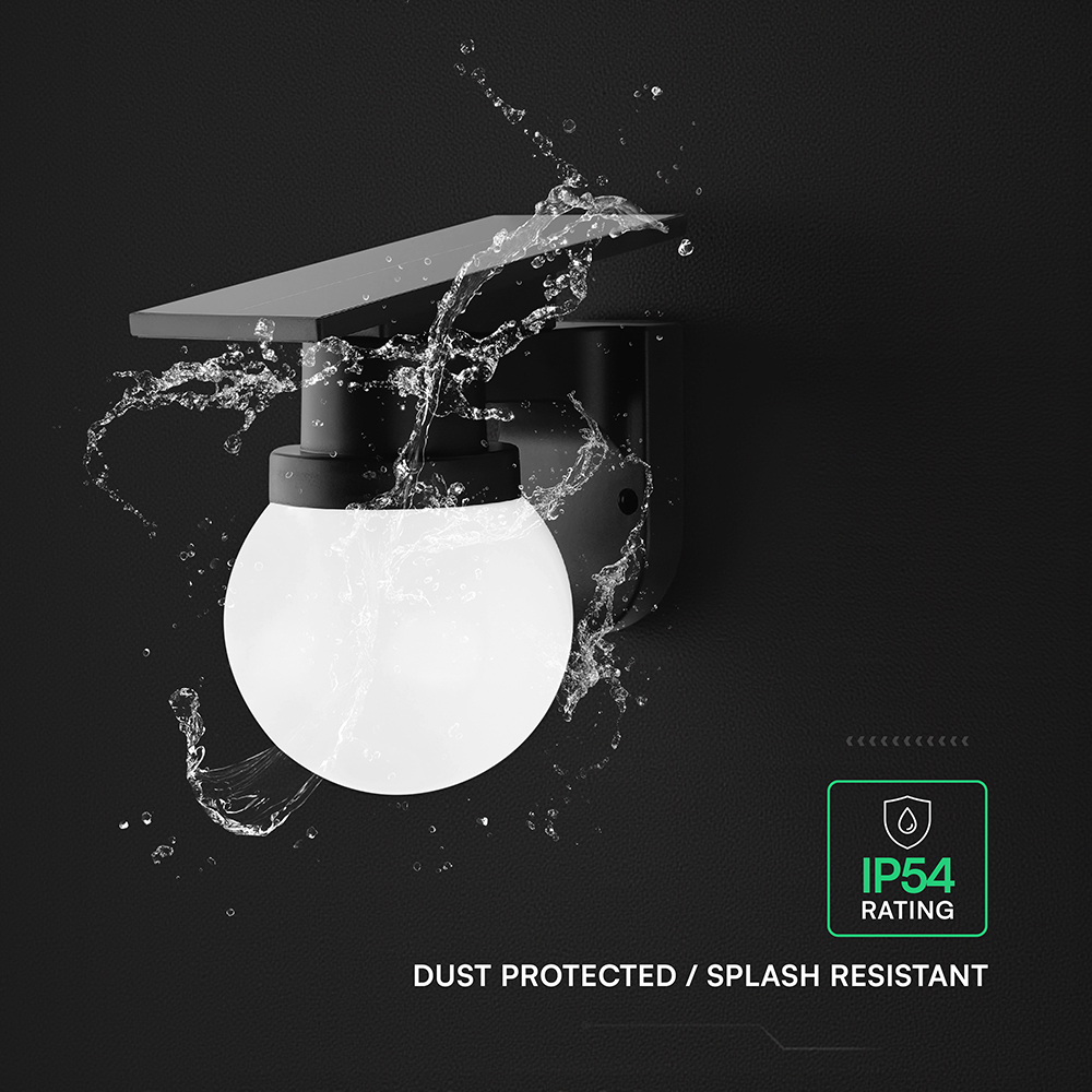 0.9W LED Solar Wall Light 3IN1 Black Body IP54 With Remote Control img 2