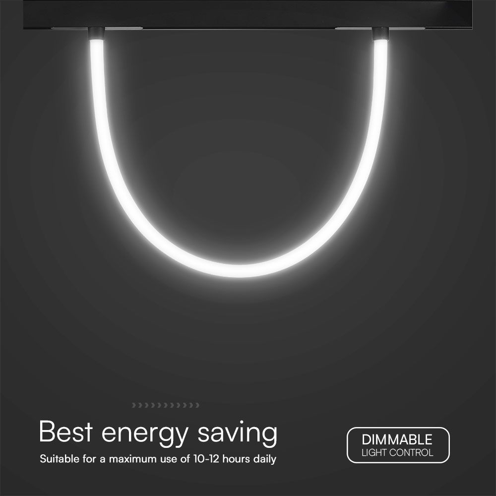 12W LED Smart Magnetic Track Light Flexible Tube  1M CCT: 3IN1 Dimmable Black Body img 1