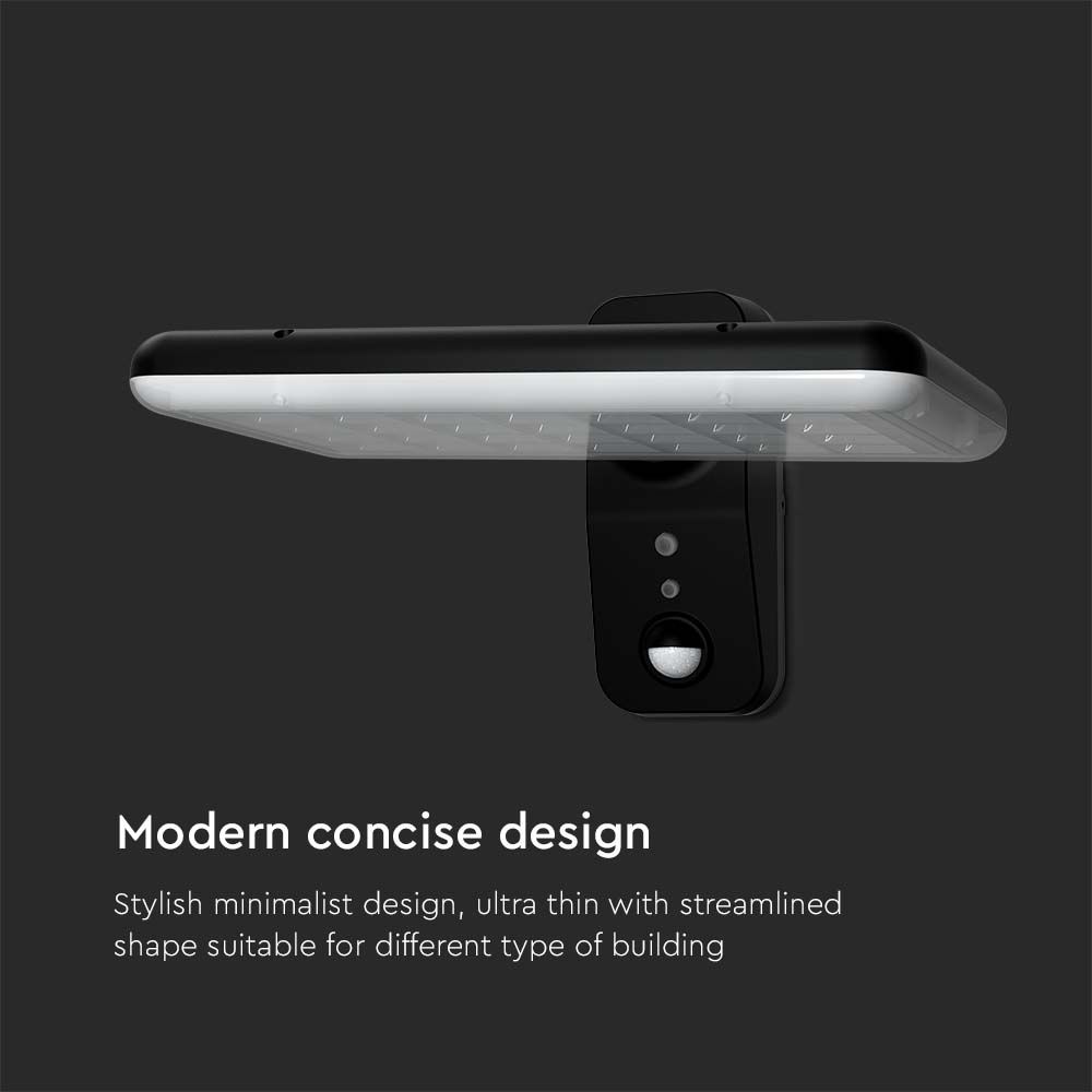 Lampada LED Solare 15W da Muro Rettangolare con Batteria LiFePO4 3.2V Colore Nero CCT: 6000K+4000K IP65