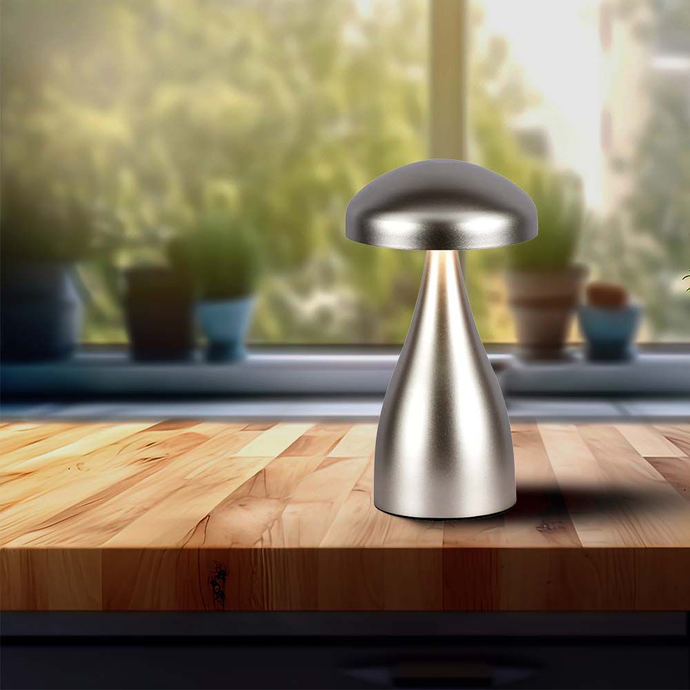 Lampada LED da Tavolo 1W con Batteria 800mAh Ricaricabile USB C Colore Champagne in Metallo Touch Dimmerabile 3in1