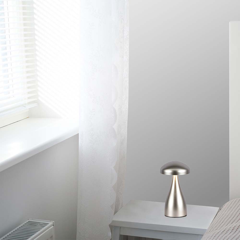 Lampada LED da Tavolo 1W con Batteria 800mAh Ricaricabile USB C Colore Champagne in Metallo Touch Dimmerabile 3in1 img 1