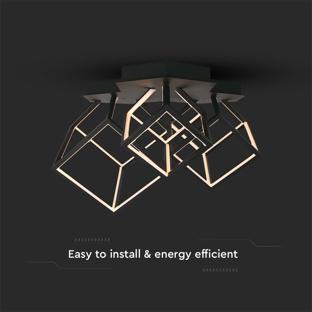 Lampadario LED a 3 Cubi 46W con Montaggio a Plafone Colore Nero 3000K