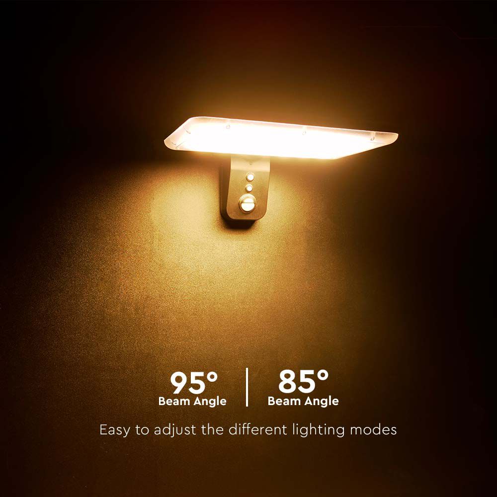 Lampada LED Solare 15W da Muro Rettangolare con Batteria LiFePO4 3.2V Colore Nero CCT: 6000K+4000K IP65 img 2