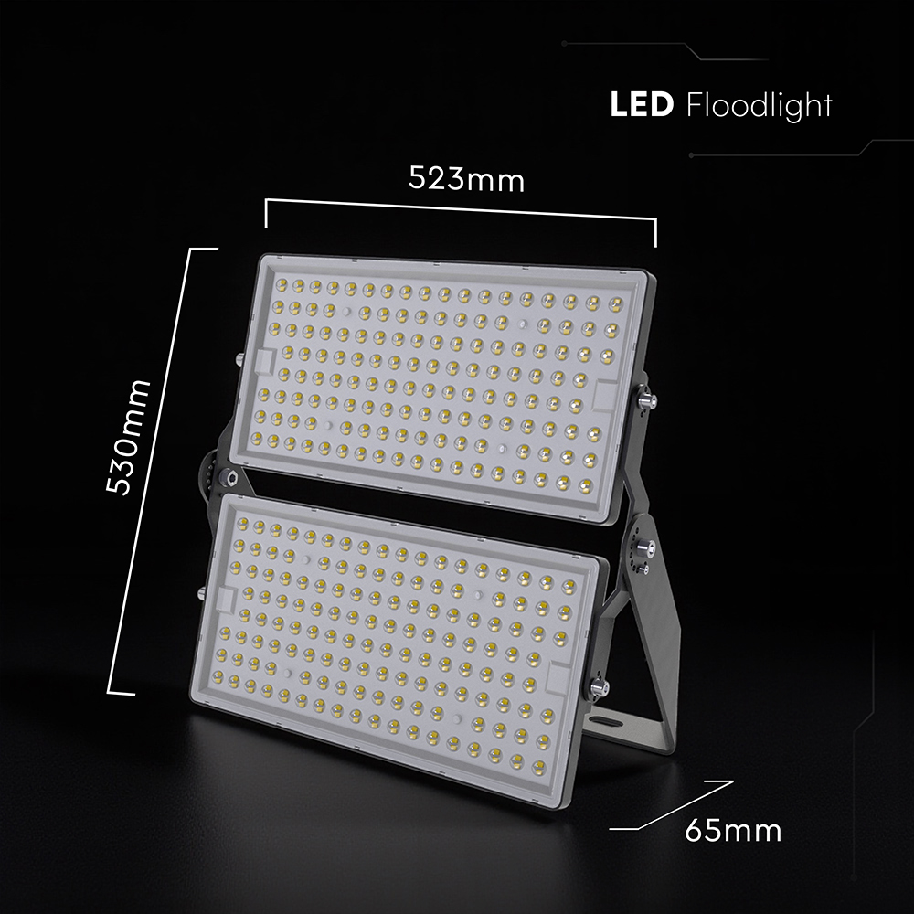 500W LED Floodlight CREE CHIP Black Body Grey Glass 6500K 135LM/W