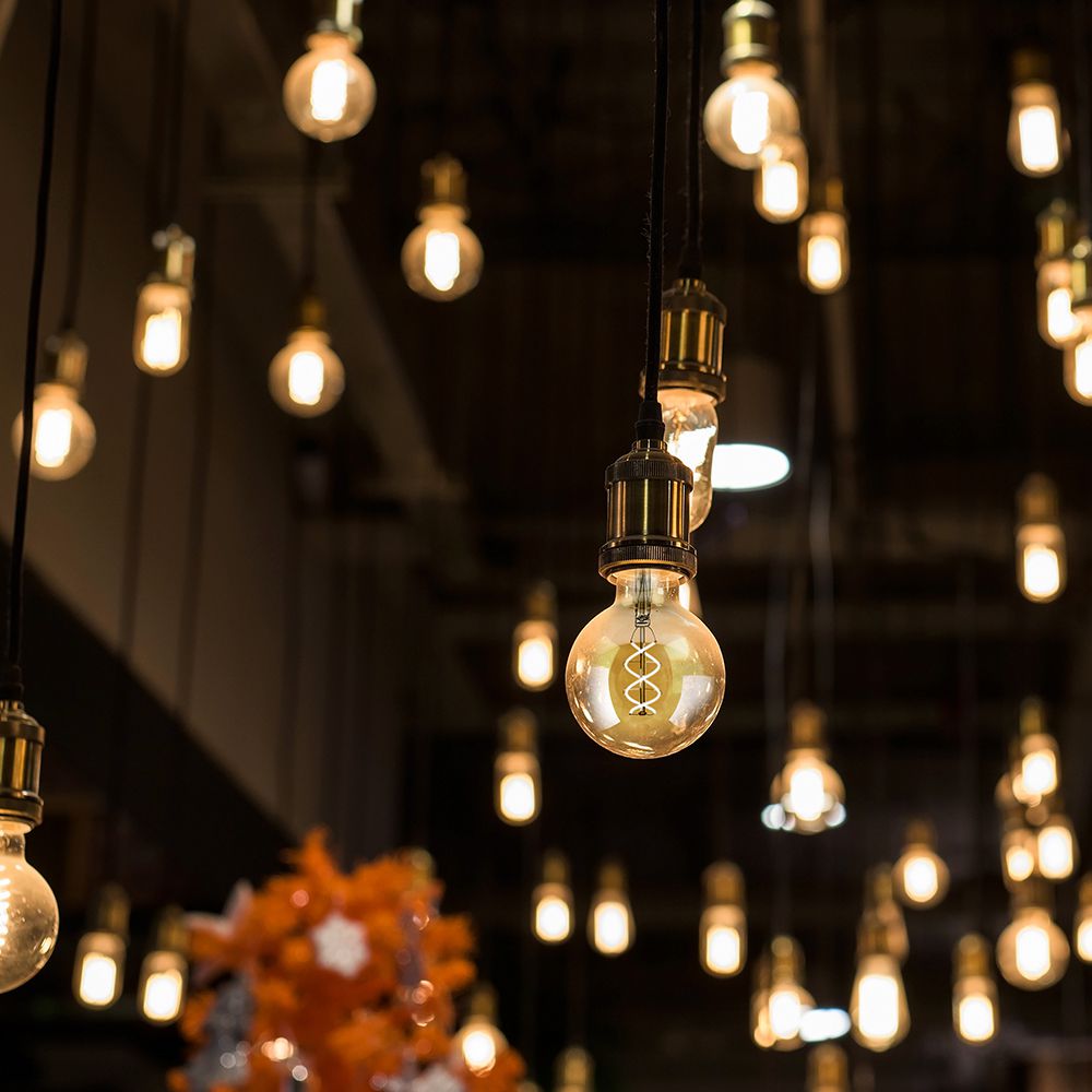 LED - 5W Filament E27 G125 Amber Glass 1800K