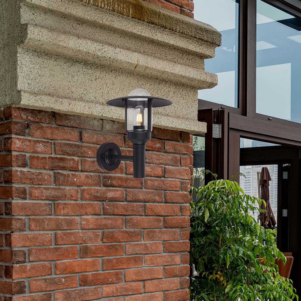 Lampione LED da Giardino con Portalampada a Lanterna E27 Colore Nero Opaco h: 97.5cm Montaggio a Muro IP44 img 1