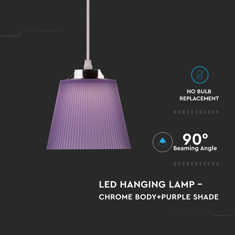 7W LED Lampadario con Portalampada Bianco naturale Corpo Cromo, Viola