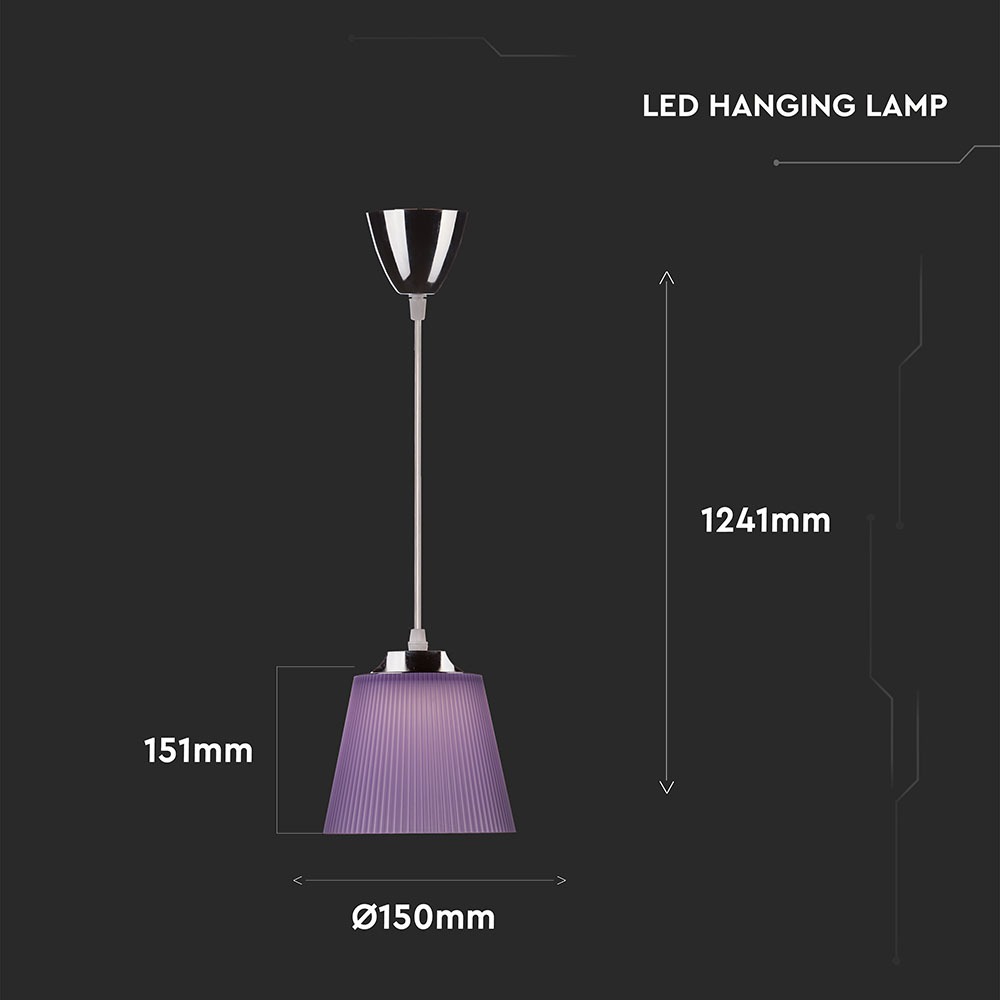 7W LED Lampadario con Portalampada Bianco naturale Corpo Cromo, Viola