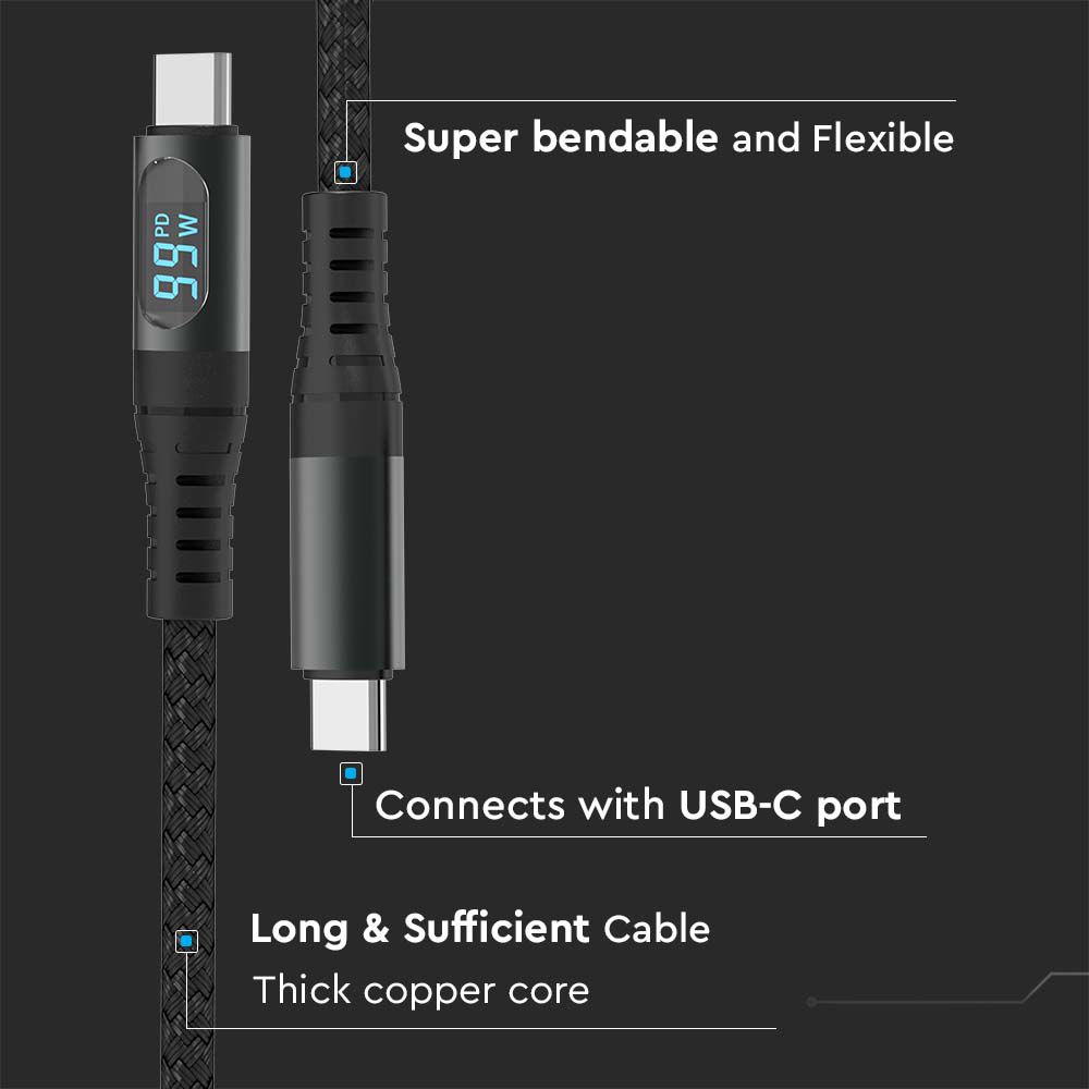 1M Type C to USB Cable Black img 2
