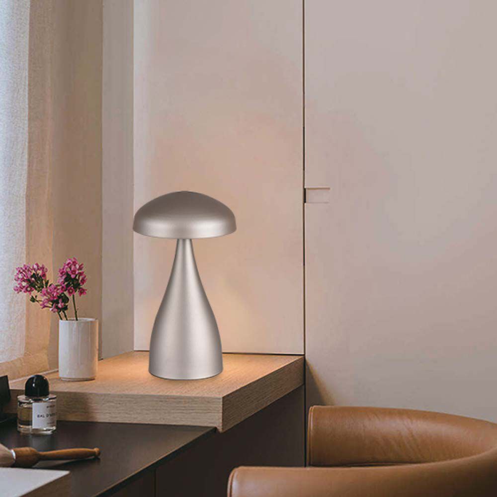 Lampada LED da Tavolo 1W con Batteria 800mAh Ricaricabile USB C Colore Champagne in Metallo Touch Dimmerabile 3in1 img 2