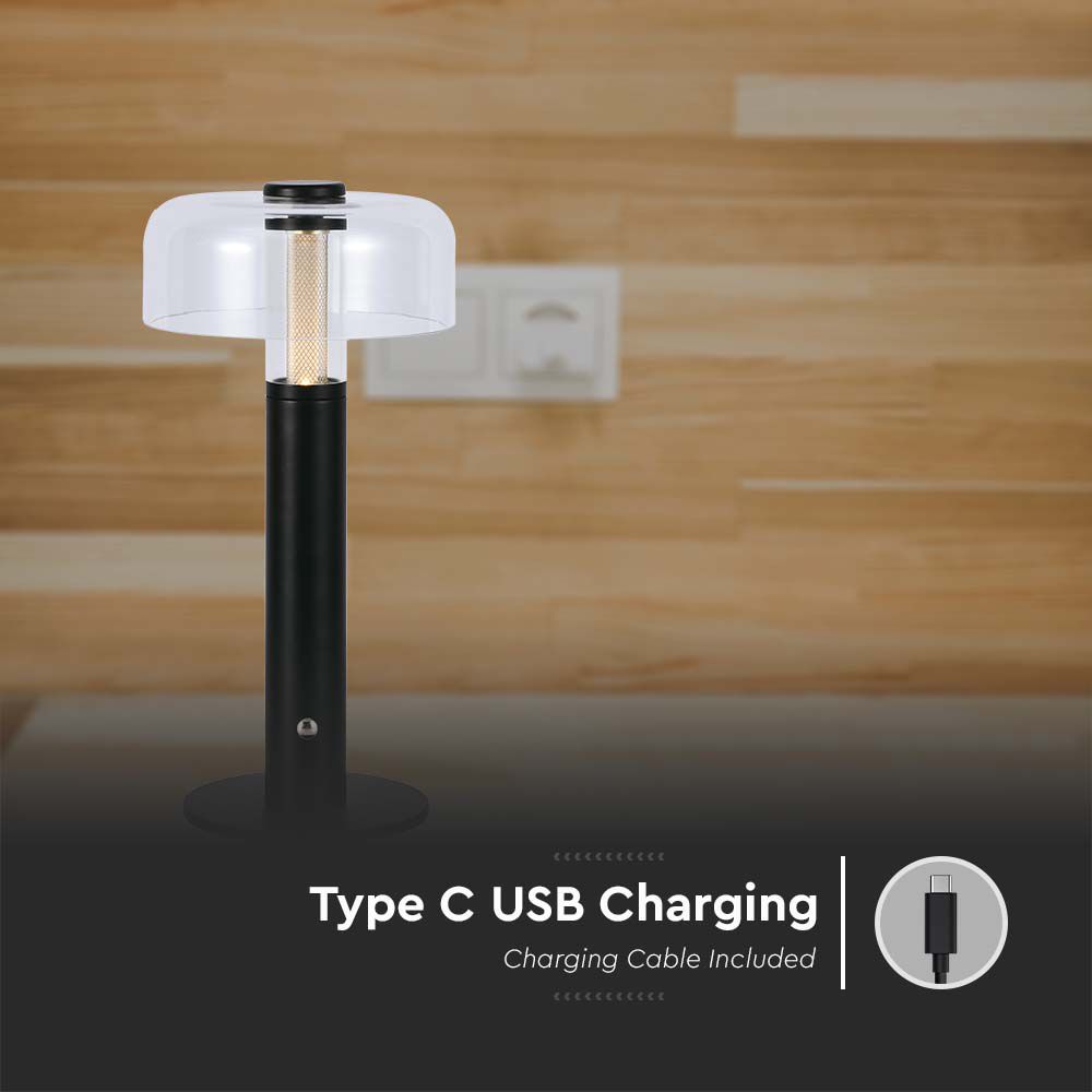 Lampada da Tavolo Ricaricabile 3 in 1 corpo nero img 2