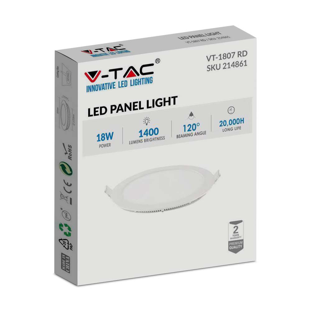 18W  Premium Panel Downlight - Round 4000K