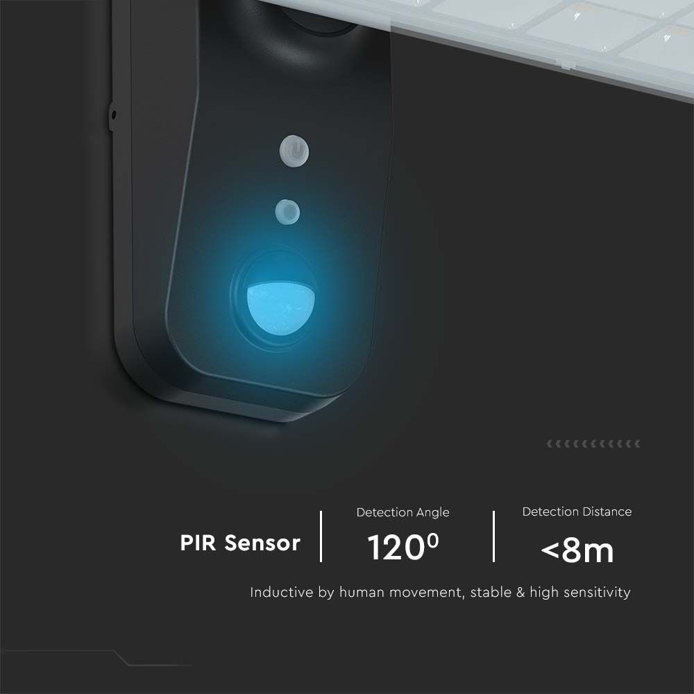 Lampada LED Solare 15W da Muro Rettangolare con Batteria LiFePO4 3.2V Colore Nero CCT: 6000K+4000K IP65 img 4