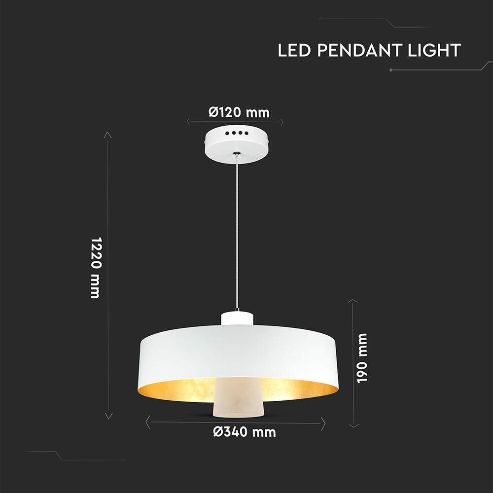 7W LED Lampadario (Acrylico) White Lamp Shade 340 Bianco Caldo