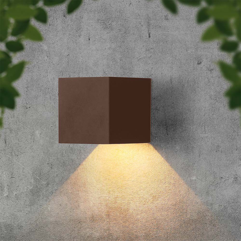 9W COB LED Solar Wall Light Battery 1x2600mAh 16HRS 3000K Corten Body IP65