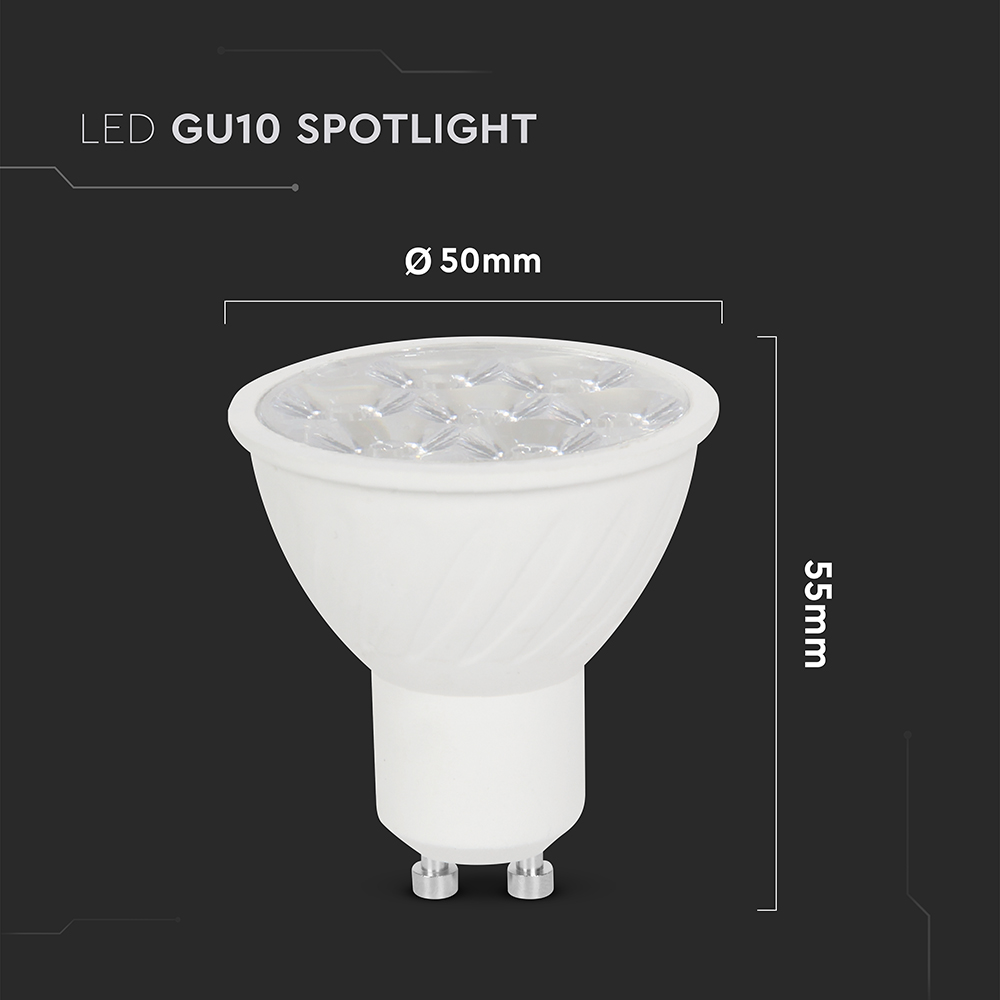 LED Spotlight - 6W GU10 Ripple Plastic 3000K 10°