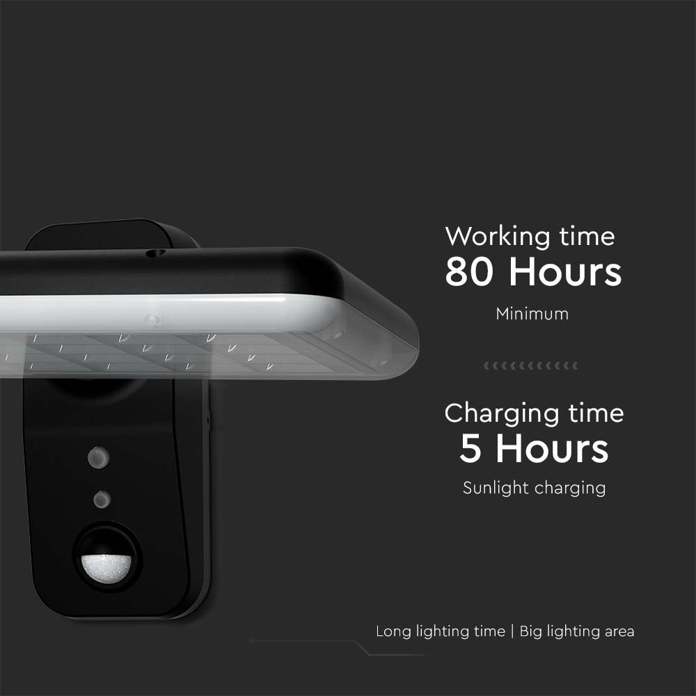 Lampada LED Solare 15W da Muro Rettangolare con Batteria LiFePO4 3.2V Colore Nero CCT: 6000K+4000K IP65 img 5
