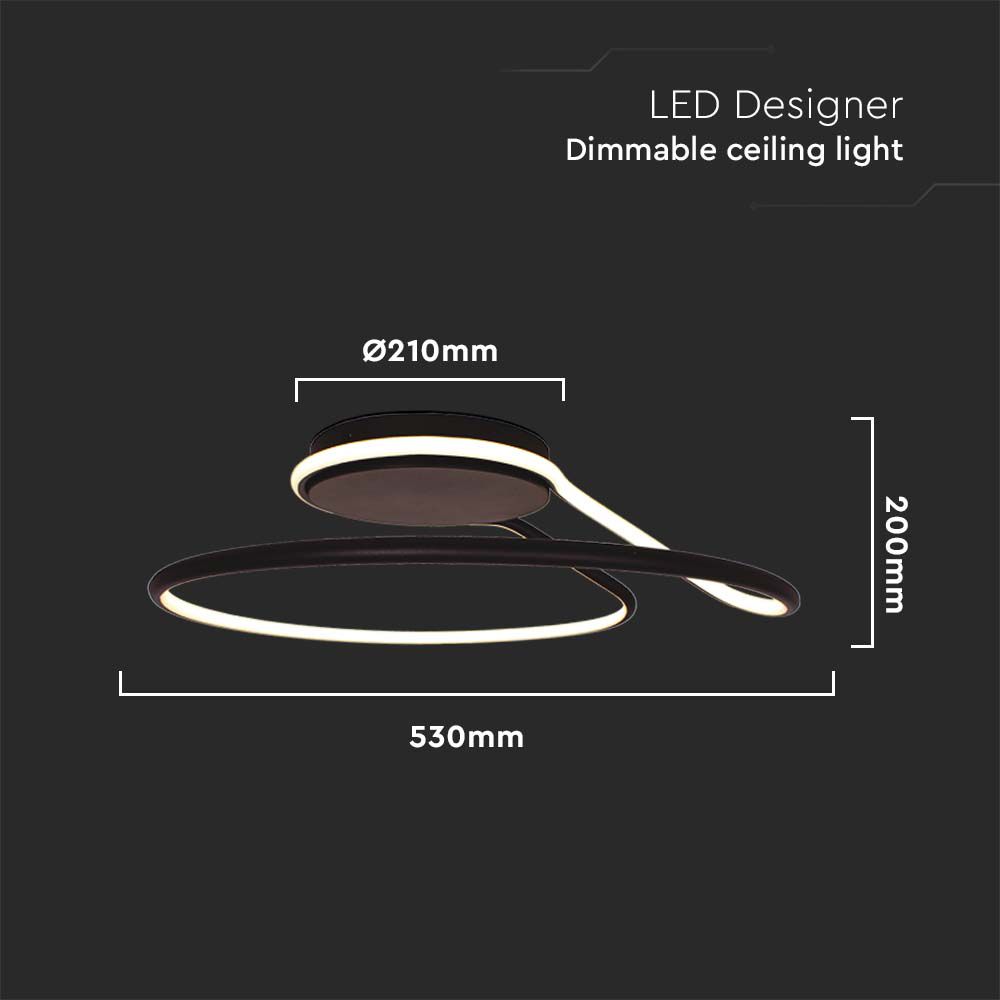 54W LED Designer Light Triac Dimmable Black Round 4000K