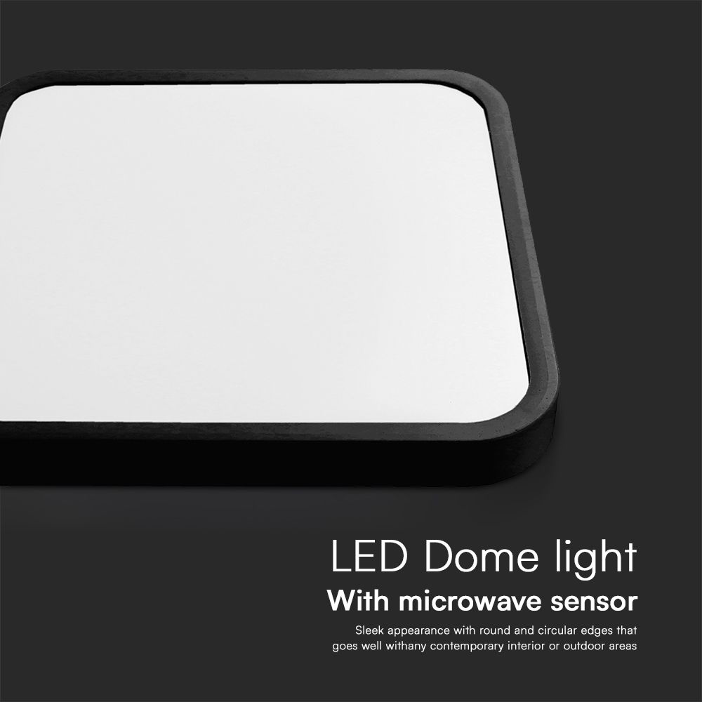 36W LED Dome Light With Sensor SAMSUNG Chip 4000K Square Black Frame IP44