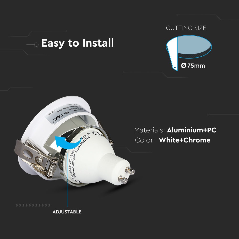 Fitting White+Chrome Round img 1