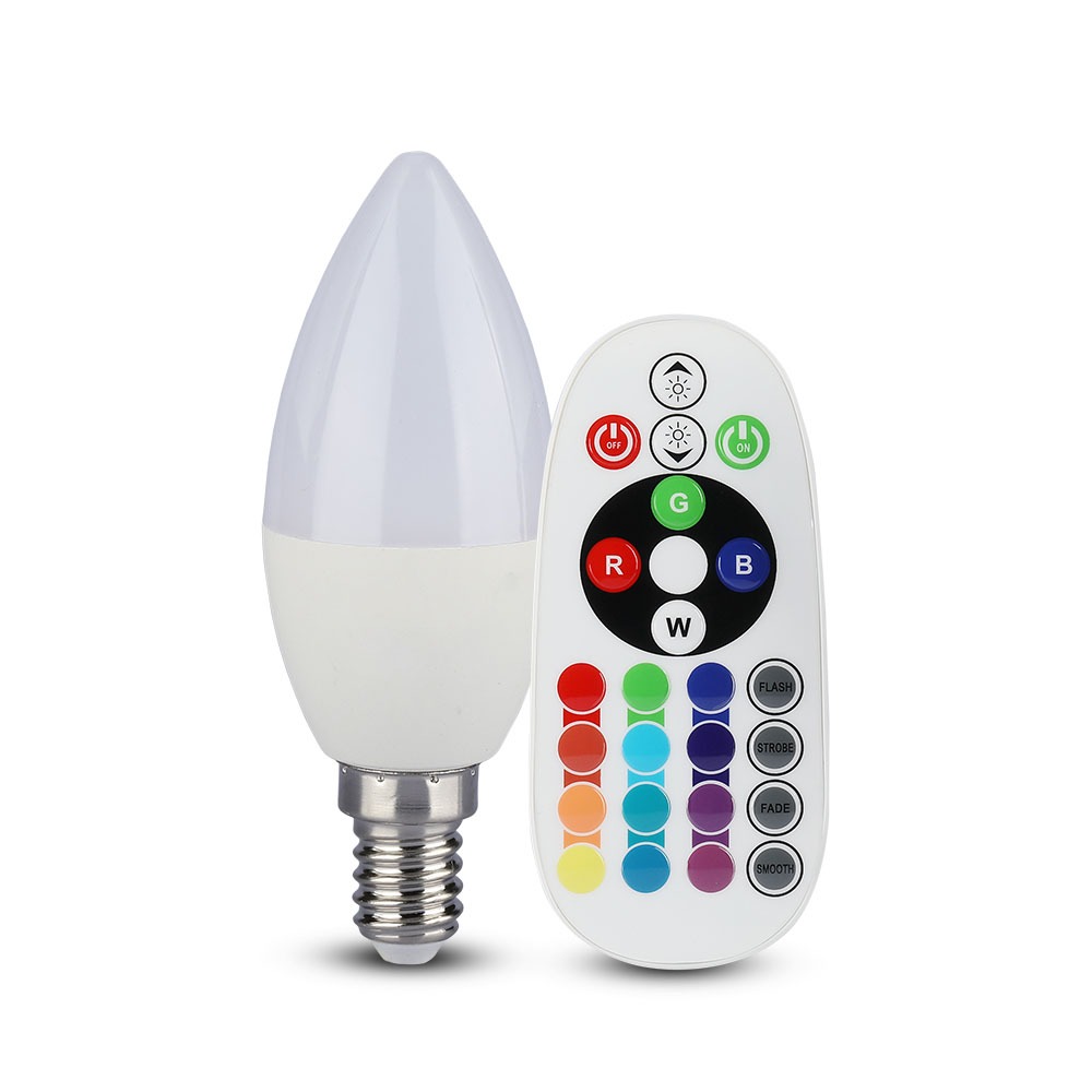Lampadina a LED 3.5W E14 Candle Controllo luminosita' RF attenuabile RGB + 6400K img 1