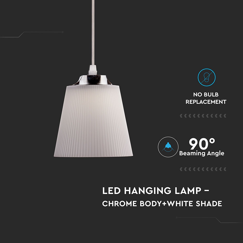 7W LED Lampadario con Portalampada Bianco naturale Corpo Cromo, Bianco