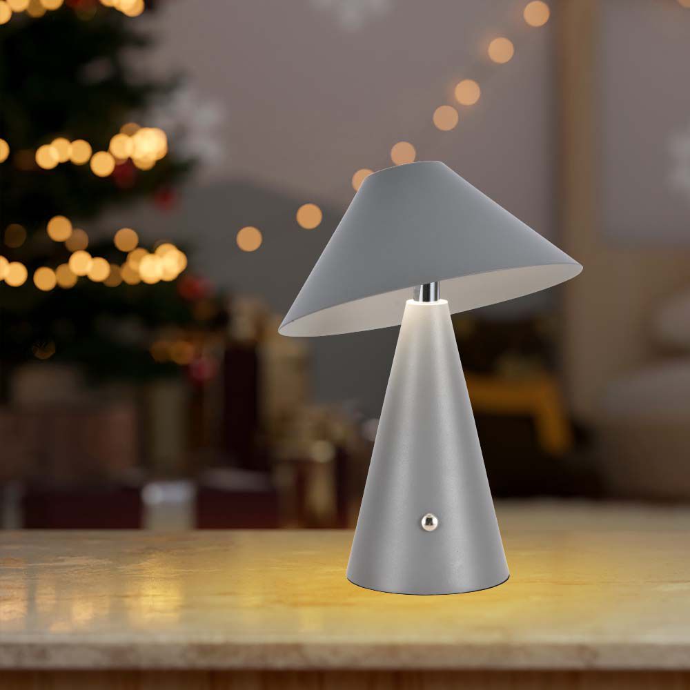 LED Tab Lampada LED da Tavolo Colore Grigio in Metallo Ricaricabile con USB C Touch Dimmerabile 3in1