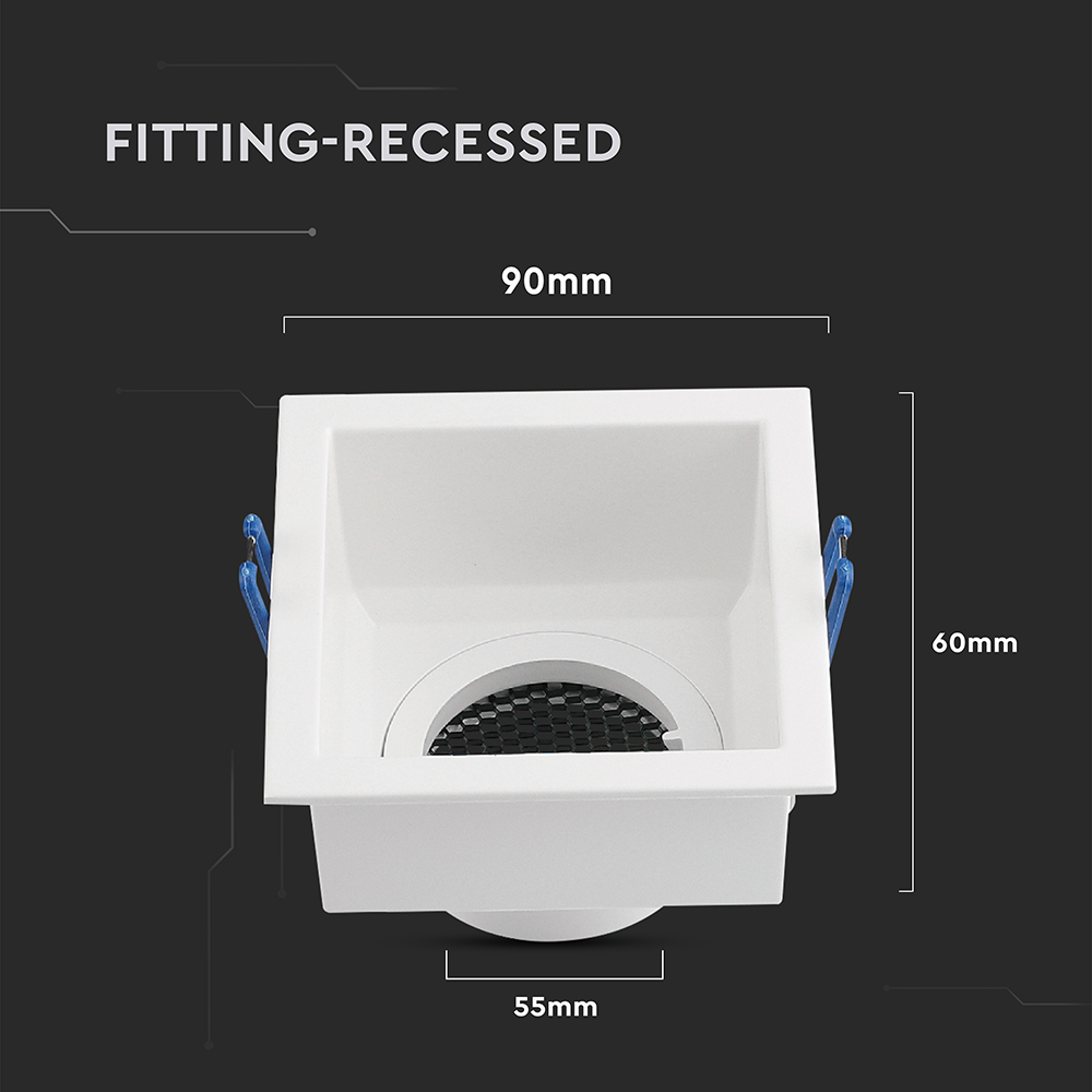 GU10 Fitting Square Aluminum Body Deep Anti Glare White Body With Hoyne Comb