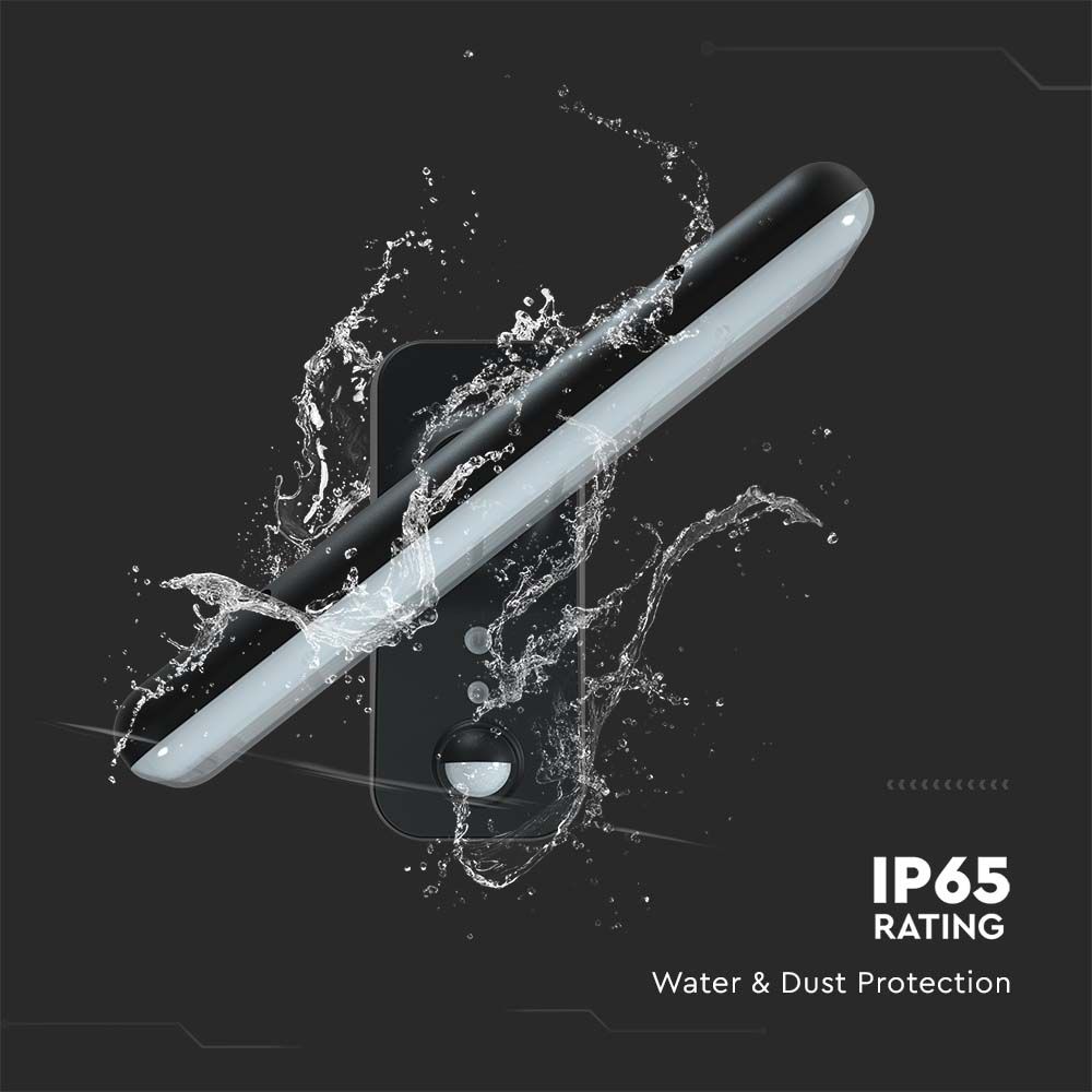 Lampada LED Solare 15W da Muro Rettangolare con Batteria LiFePO4 3.2V Colore Nero CCT: 6000K+4000K IP65 img 8