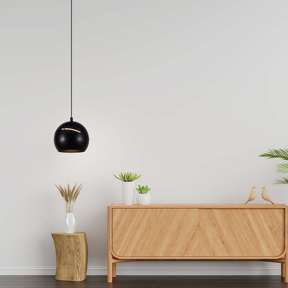  Lampadario LED a Sospensione 8.5W a Forma di Campana Colore Nero d: 18cm