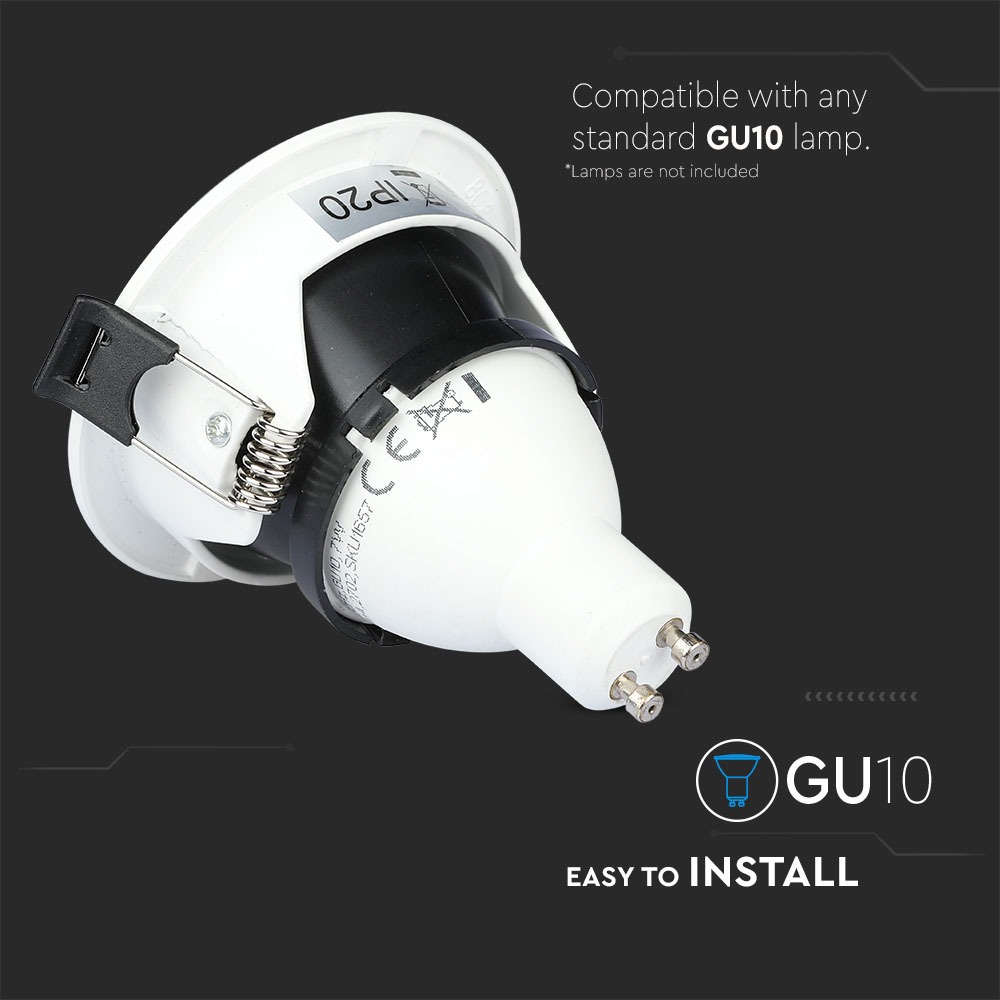 GU10 Fitting rotondo Bianco & Nero img 1